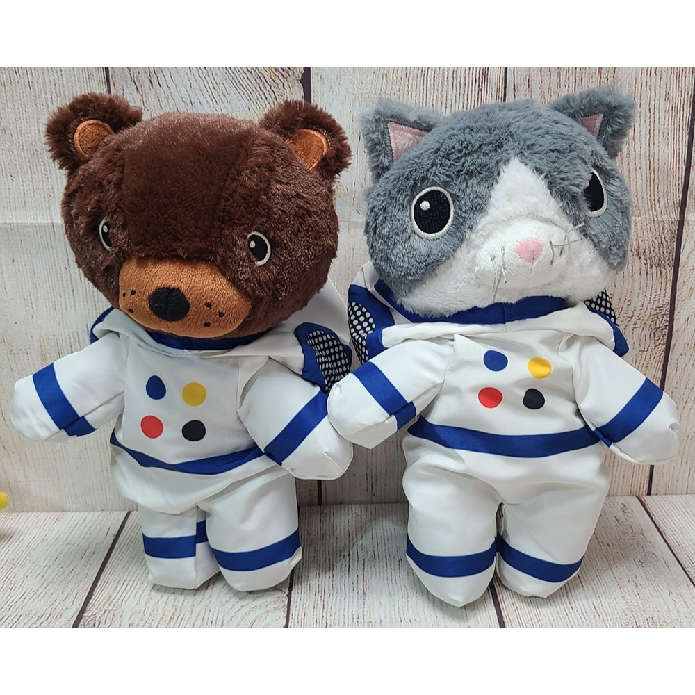 Ikea Aftonsparv Plush Bear and Cat Astronaut Stuffed Animal Toys White Blue 11" - Picture 2 of 5